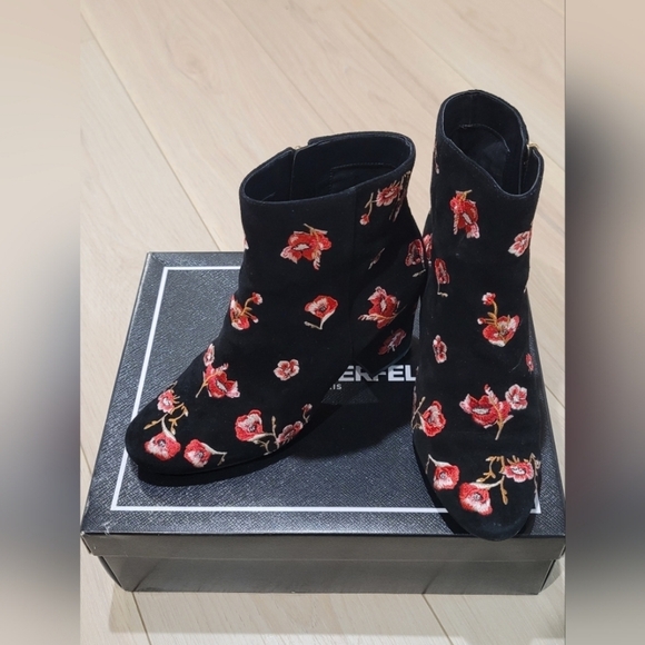 Cc- Karl Lagerfeld Edith floral suede black boots - Picture 4 of 9